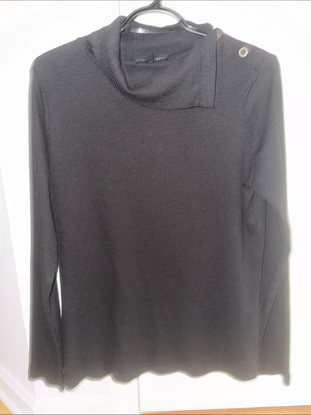 Jane and Delancey Ribbed Mock Neck Sweater in Charcoal Size L